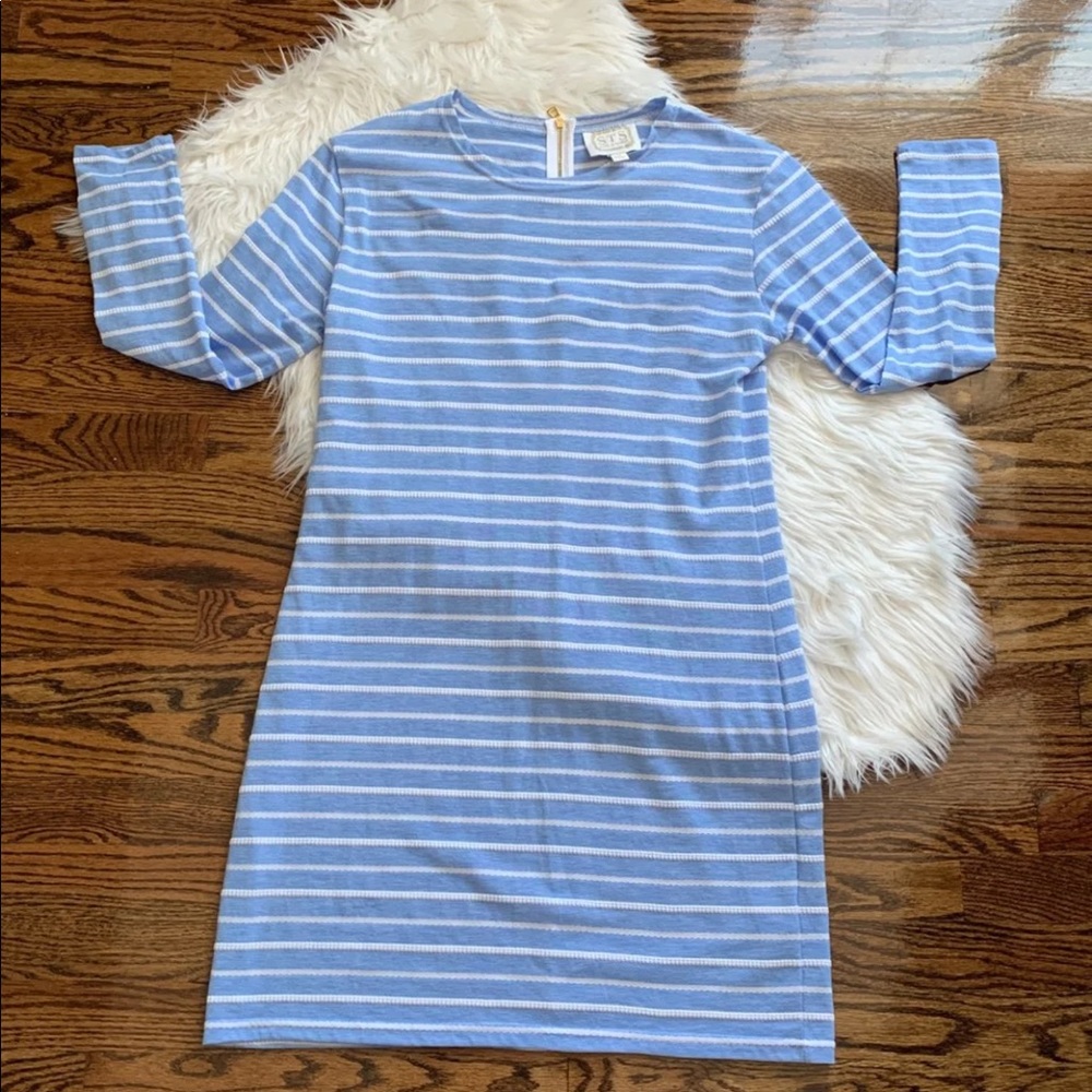 Sail to sable striped blue white dress